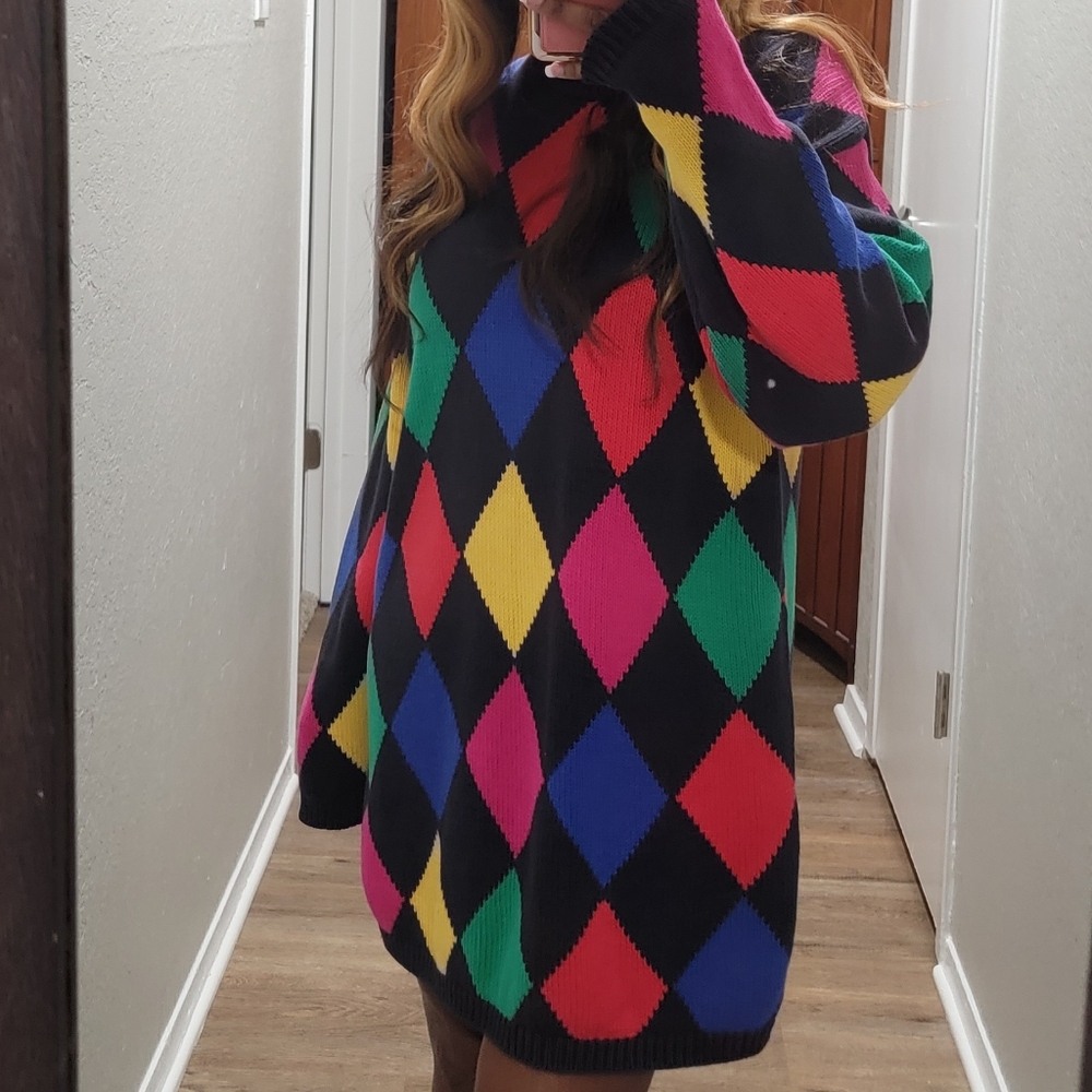 VTG| Vintage Multicolored Argyle Sweater - Picture 2 of 12